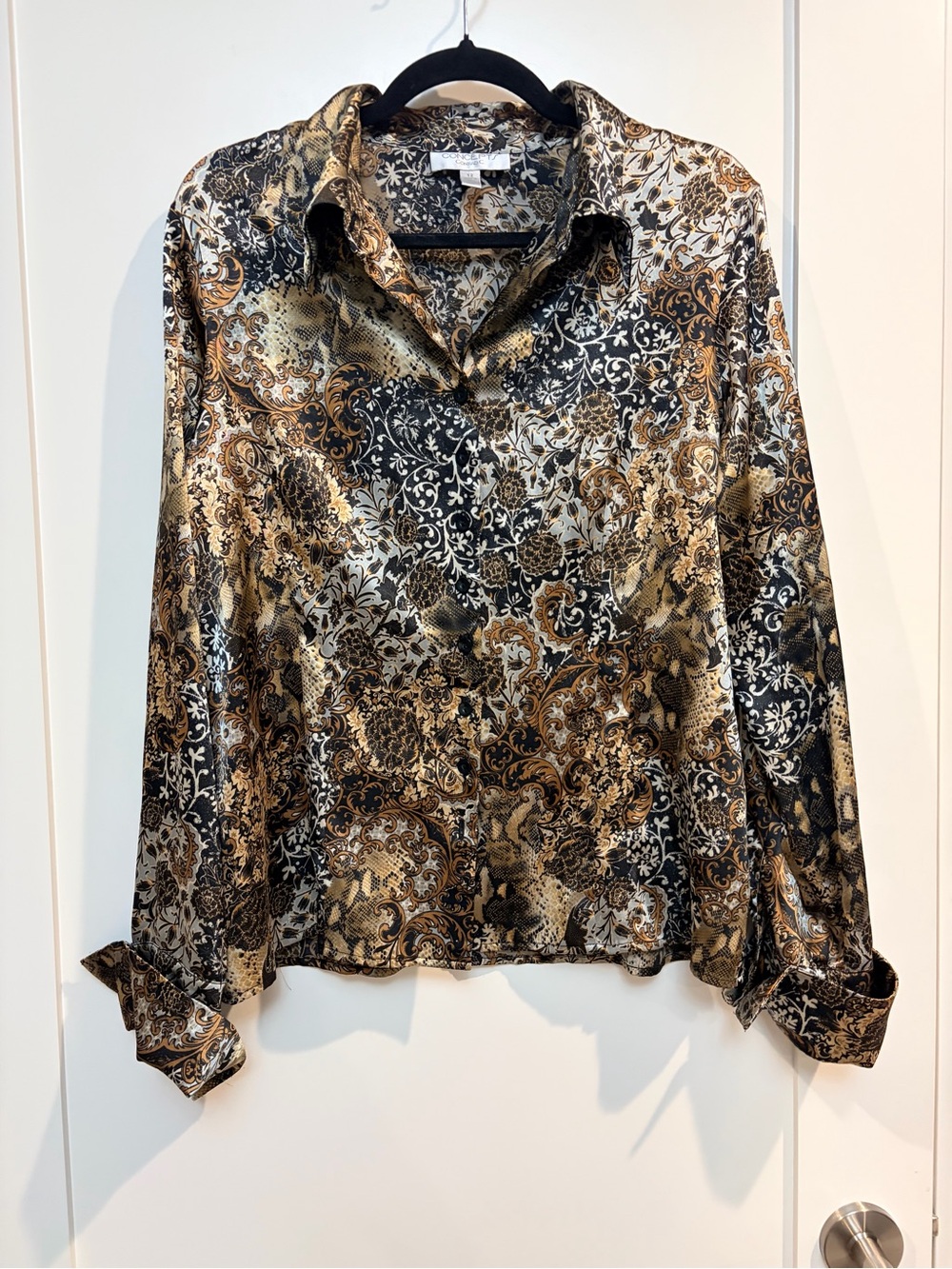 Concepts by Conrad C Vintage Y2K Paisley Patchwork Satin Blouse - Size 12